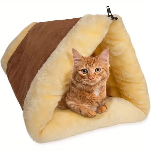 2-in-1 Fleece Cat Tunnel Bed & Folding Mat — Cave, Tunnel & Travel Mat