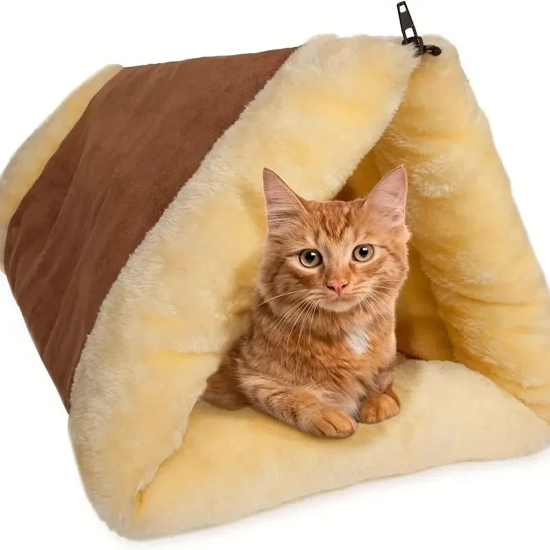 2-in-1 Fleece Cat Tunnel Bed & Folding Mat — Cave, Tunnel & Travel Mat