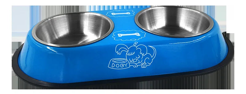 Stainless Steel Double Bowl Feeding Station for Dogs & Cats