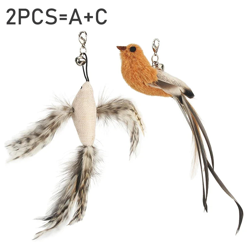 Feather Bird Cat Teaser Toy Set (2 Pack)
