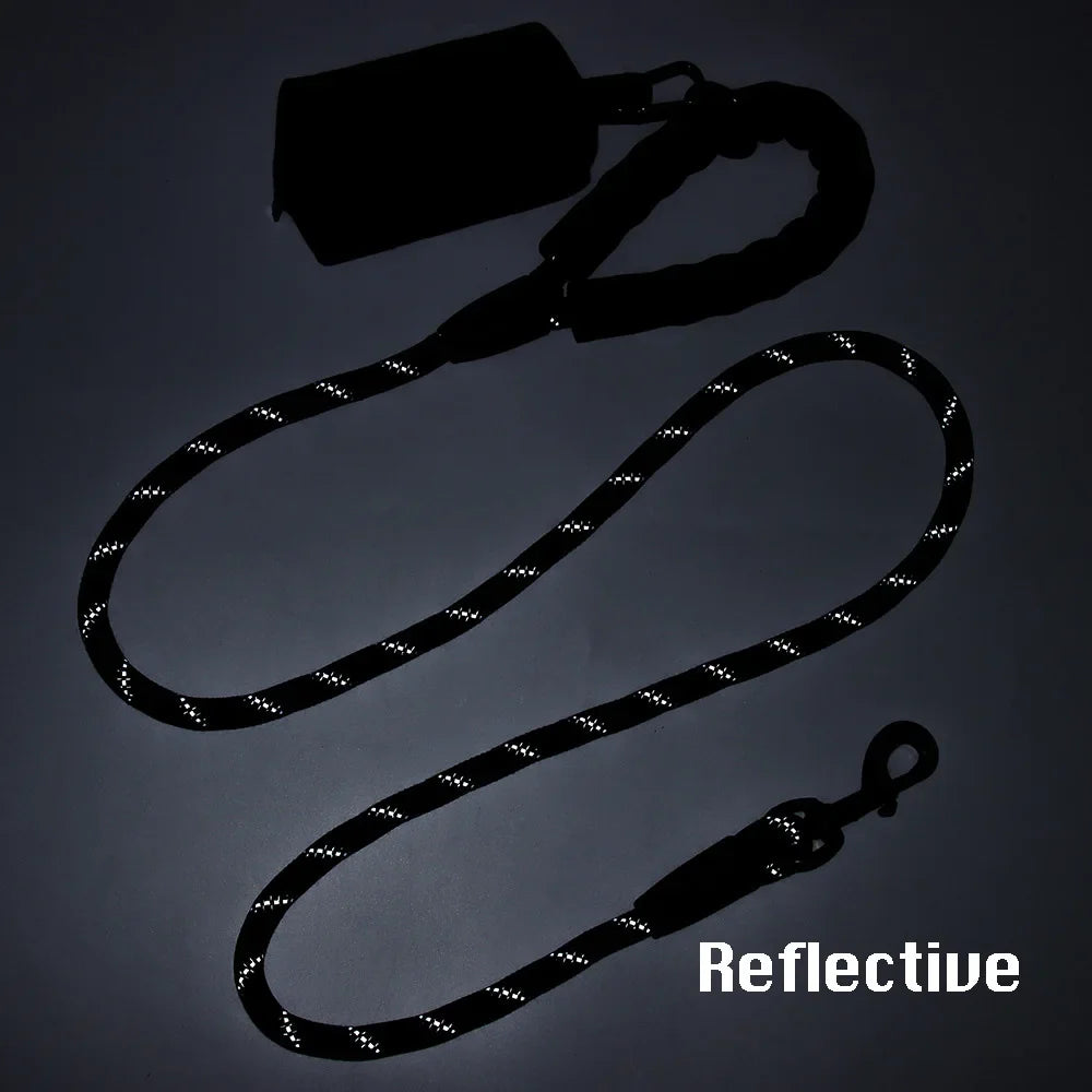 Reflective Dog Leash with Poop Bag Dispenser