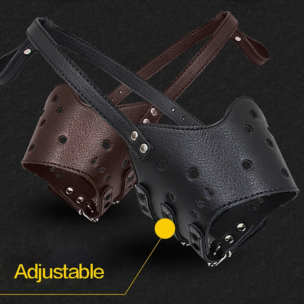 Adjustable Breathable Leather Dog Muzzle