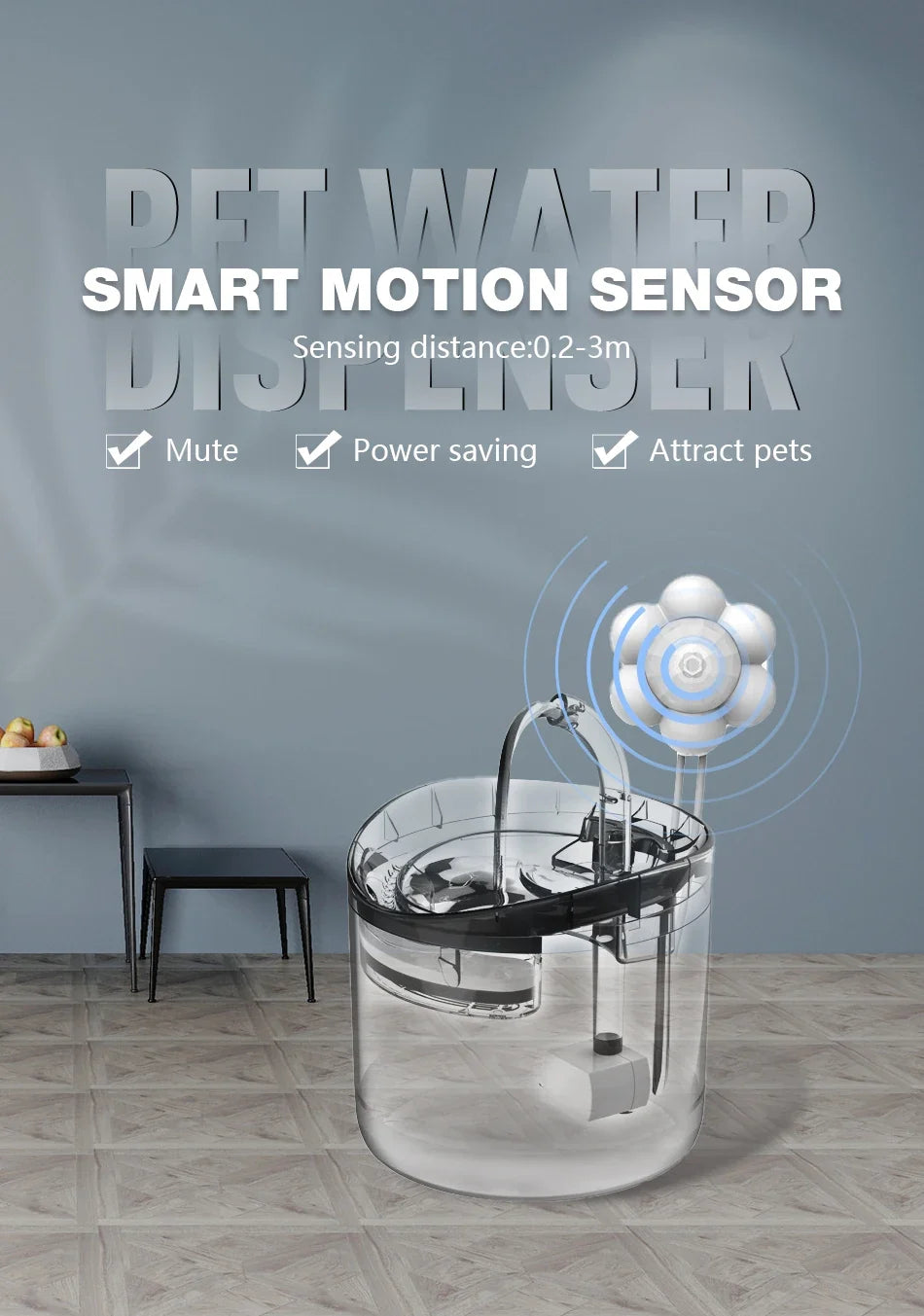 Smart Motion Sensor for Automatic Cat Water Fountain - Infrared USB Detector