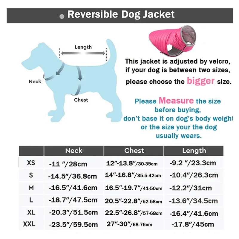 Reversible Waterproof Winter Down Jacket for Small & Medium Dogs