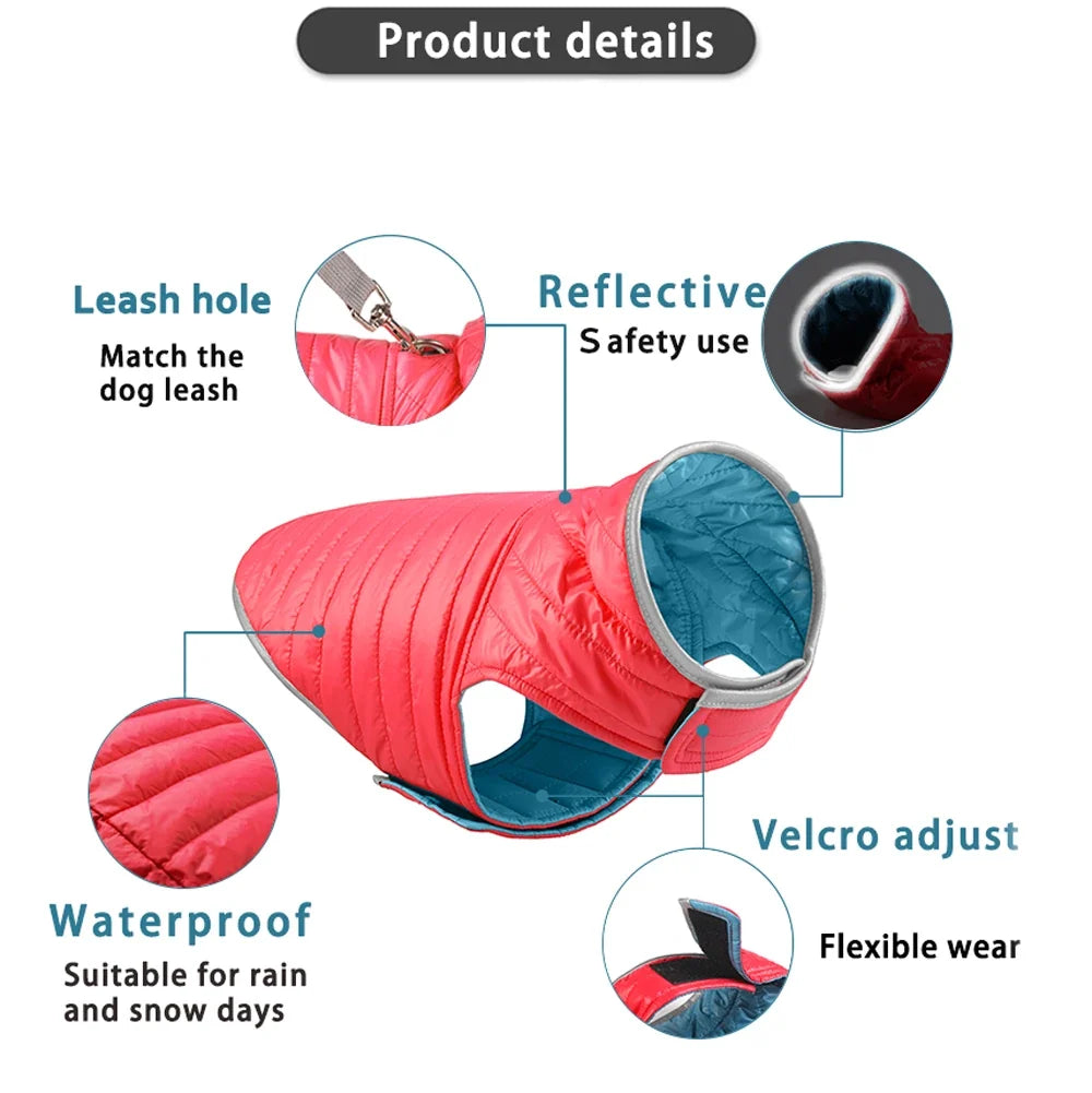 Reversible Waterproof Winter Down Jacket for Small & Medium Dogs