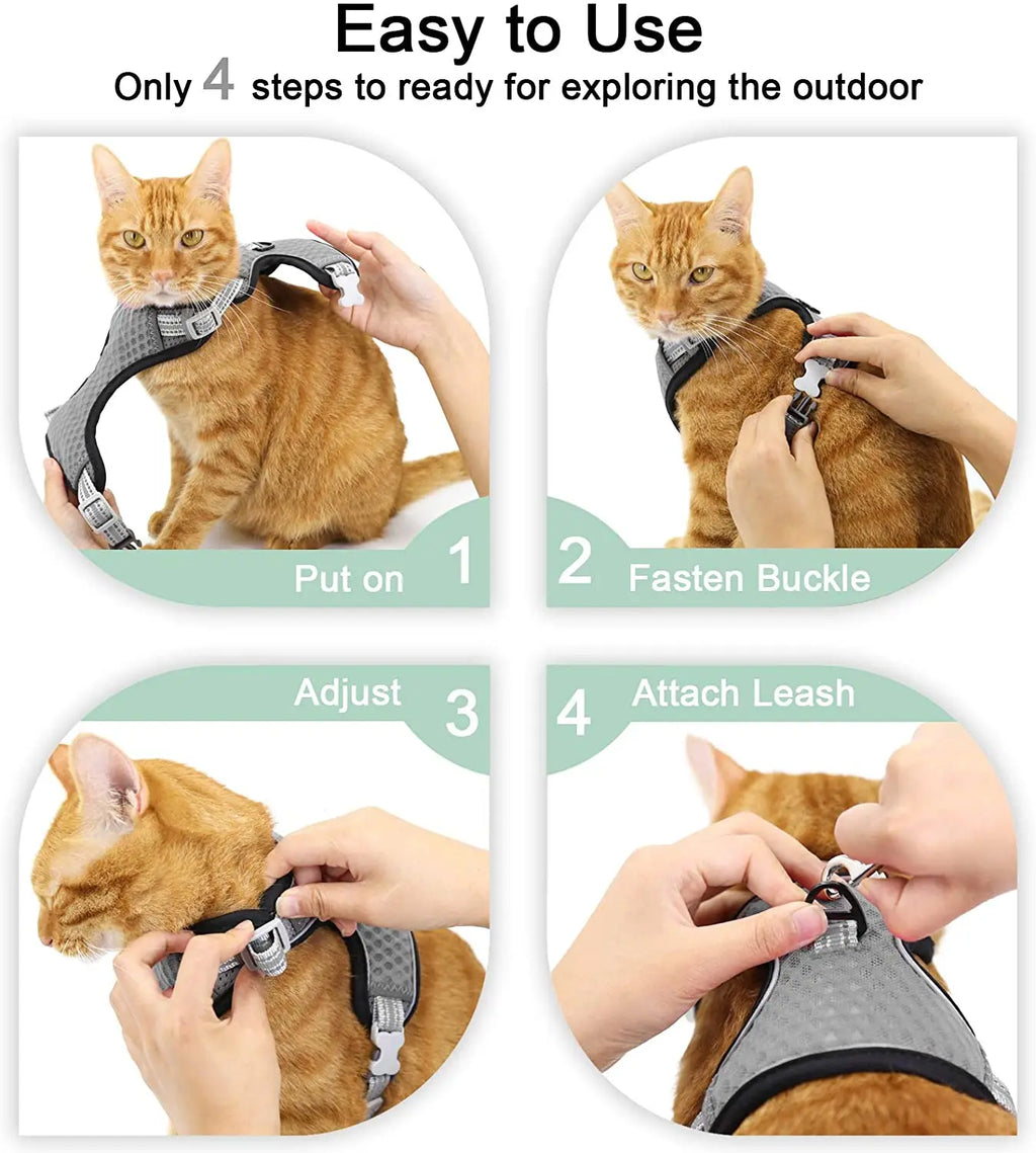 Reflective Mesh Harness Vest for Cats & Small Dogs