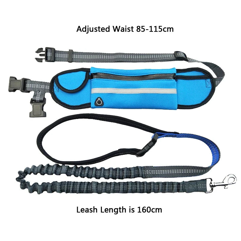 Hands-Free Running Dog Leash Set with Waist Bag & Reflective Belt