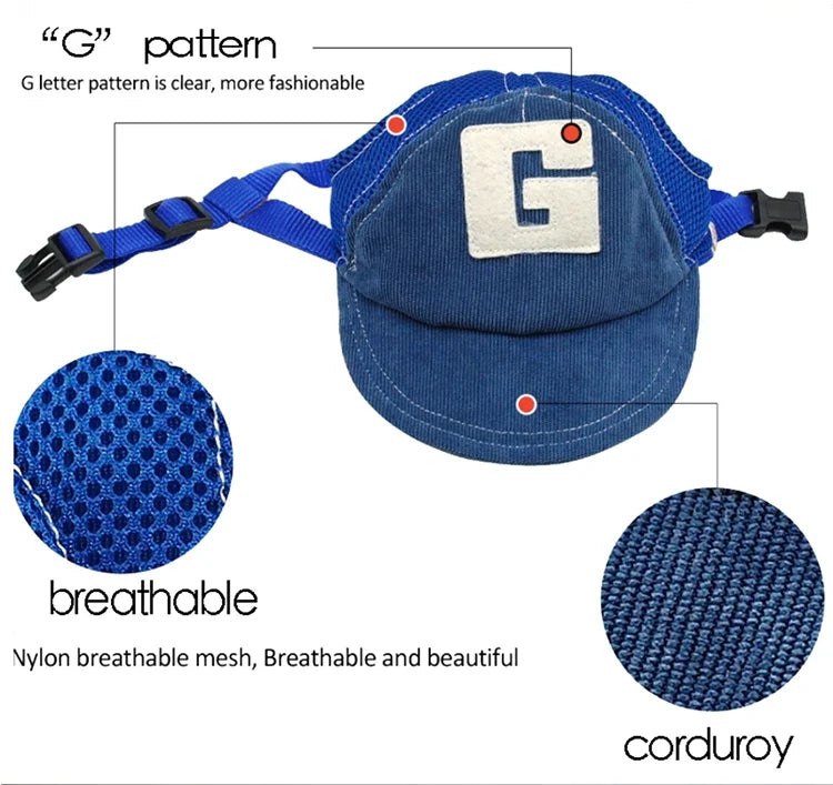 Breathable Dog Baseball Cap with Ear Holes