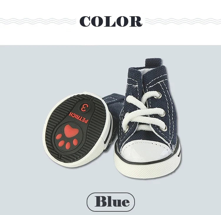 Denim Canvas Sneakers for Small Dogs – Set of 4