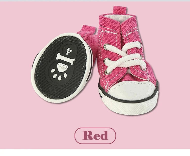 Denim Canvas Sneakers for Small Dogs – Set of 4