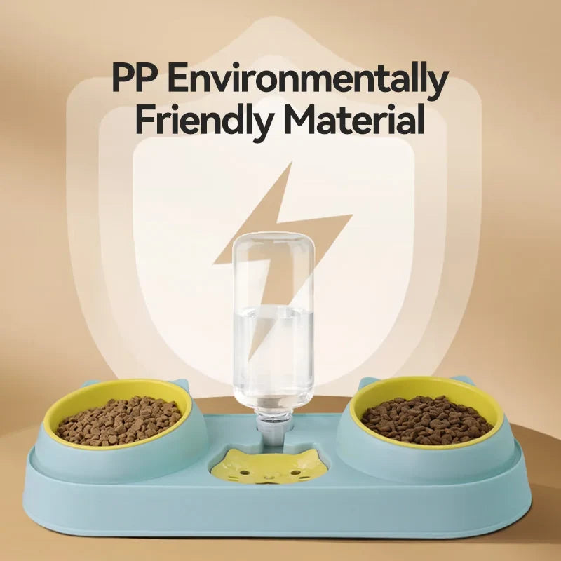 3-in-1 Pet Bowl Set with Automatic Water Dispenser and Dual Feeding System