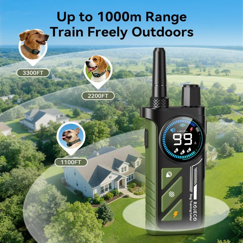 1000m Remote Control Dog Training Collar with Vibration & Bark Stop