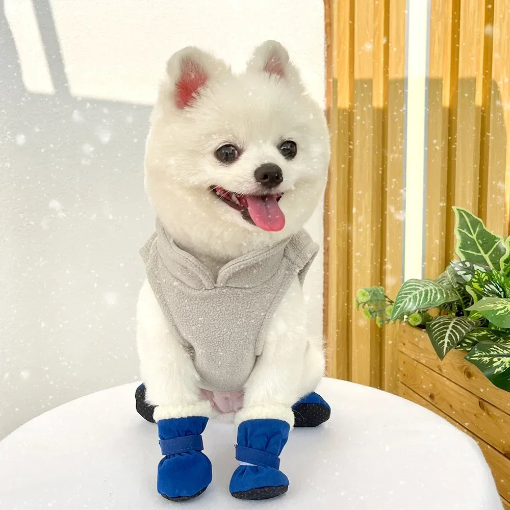 Winter Anti-Slip Dog Boots | Set of 4 for Small & Medium Dogs & Cats