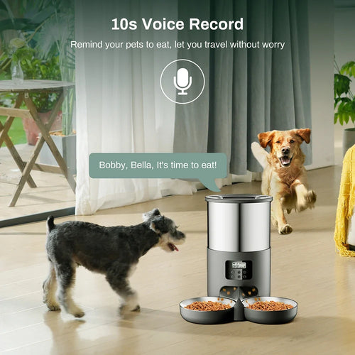 4L Automatic Pet Feeder – Stainless Steel Food Dispenser with WiFi App or Button Control