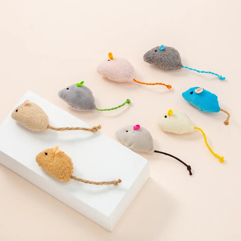 Plush Mouse Toy Set for Cats - Interactive Feather Toys