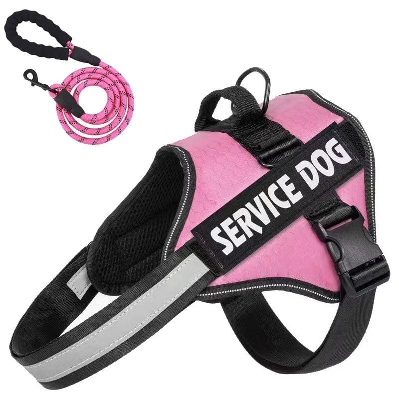 Reflective Adjustable Dog Chest Harness & Walking Lead for Large Dogs