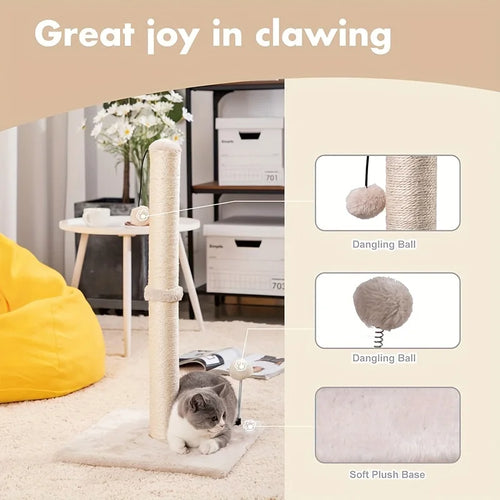 34-Inch Sisal Cat Scratching Post with Hanging Ball Toy
