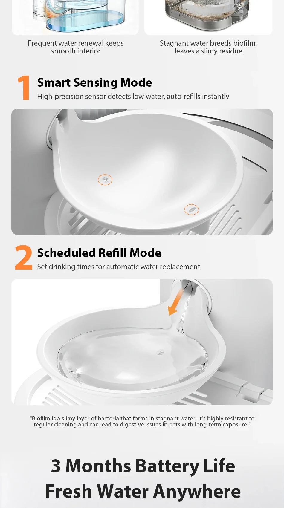Wireless Smart Cat Water Fountain — 3L Tilting Dispenser with 2600mAh Battery & No-Filter Design