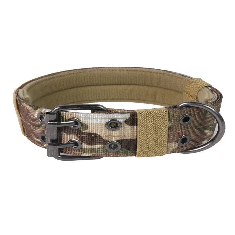 Military Dog Collar with Metal D-Ring & Buckle — Adjustable Working Collar for Medium & Large Dogs