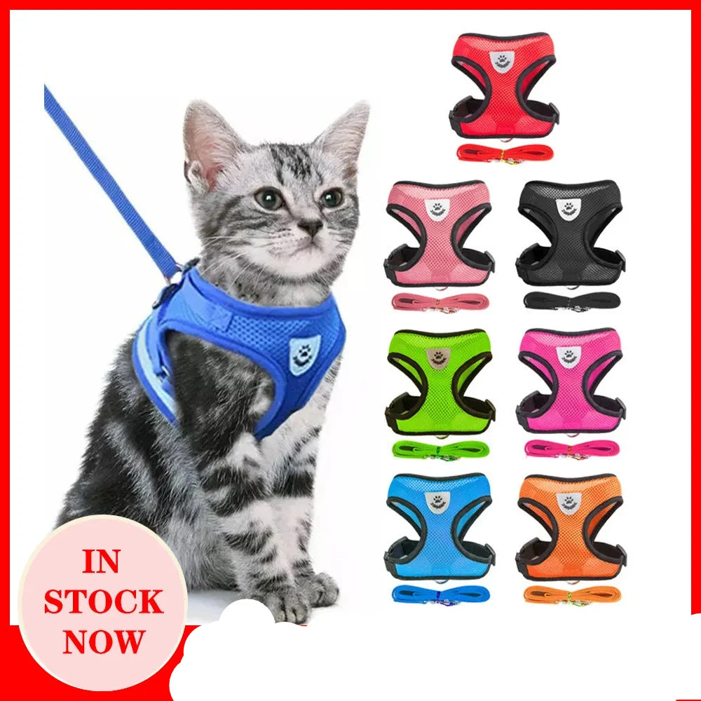 Breathable Mesh Vest Harness & Lead Set for Small to Medium Cats and Dogs