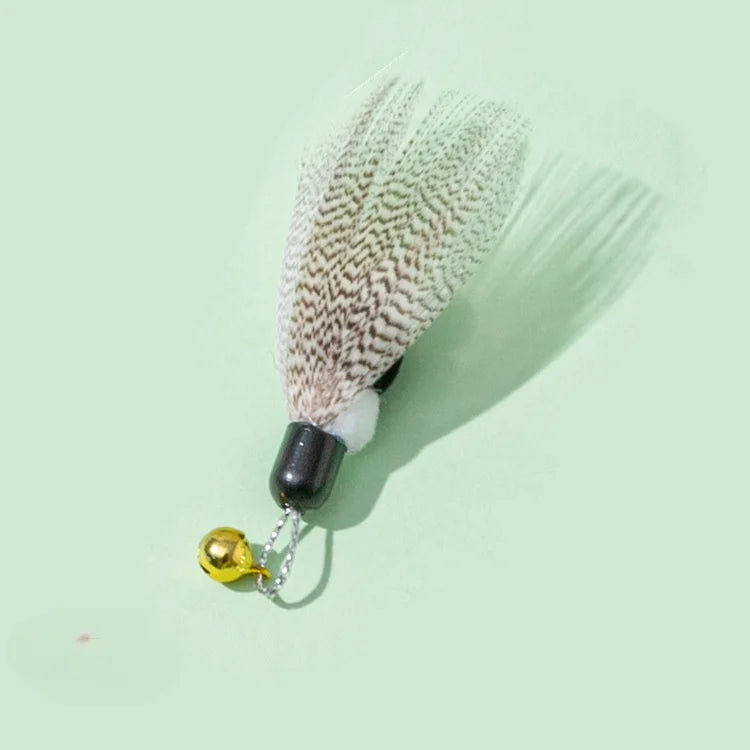 Interactive Cat Feather Toy Replacement with Bell