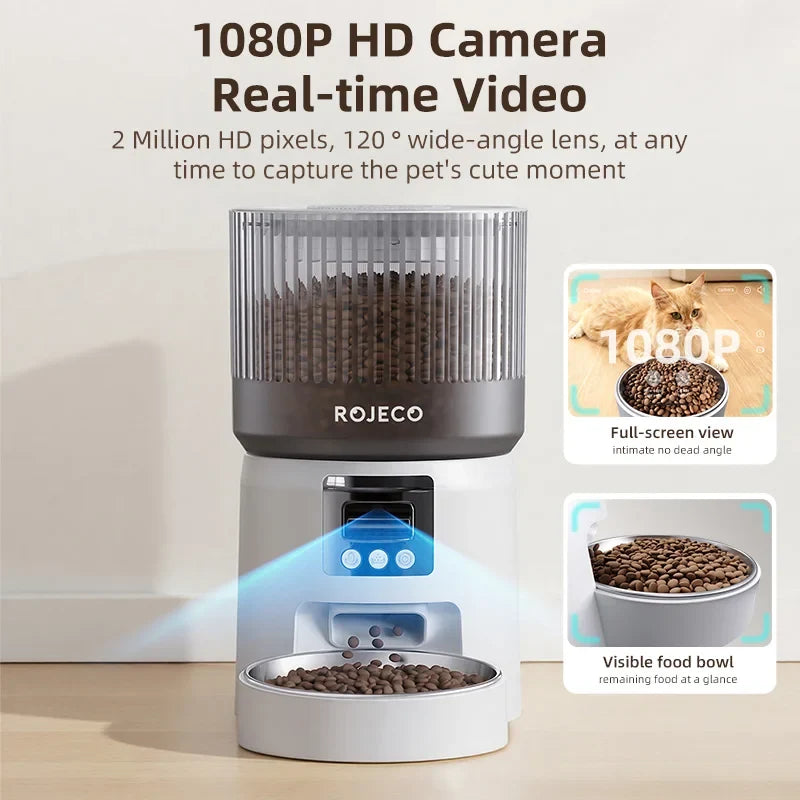 Smart Automatic Pet Feeder with 1080P HD Camera & Wi-Fi Control