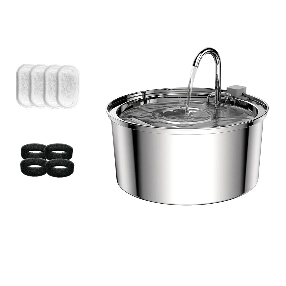 3.2L Stainless Steel Automatic Pet Water Fountain – Cat & Dog Drinking Dispenser with Filter