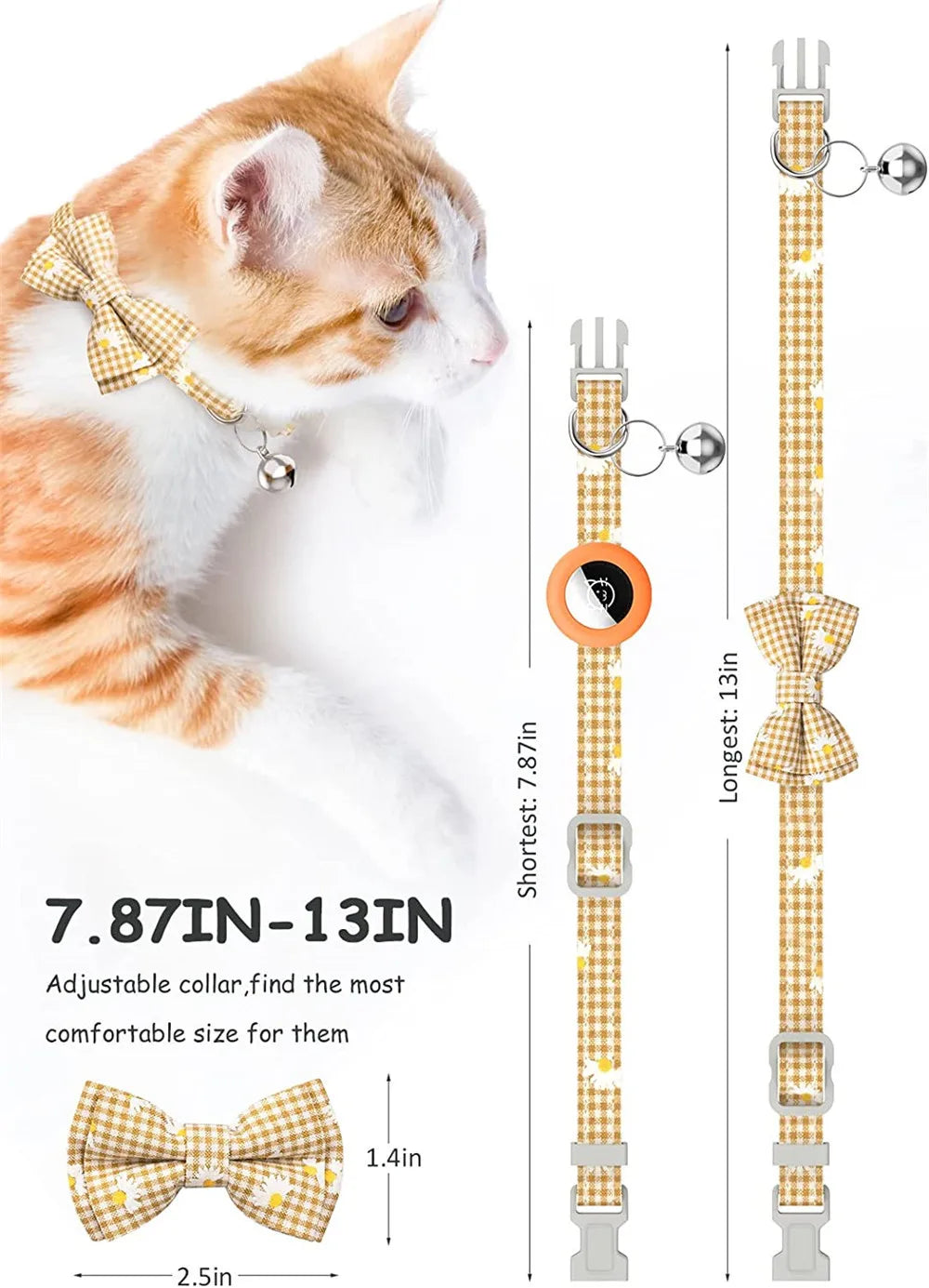 Breakaway Cat Collar with AirTag Holder & Bell