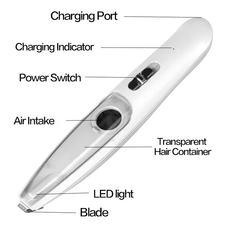 2-in-1 Pet Hair Clipper with Built-In Vacuum — Professional Grooming Trimmer for Dogs & Cats