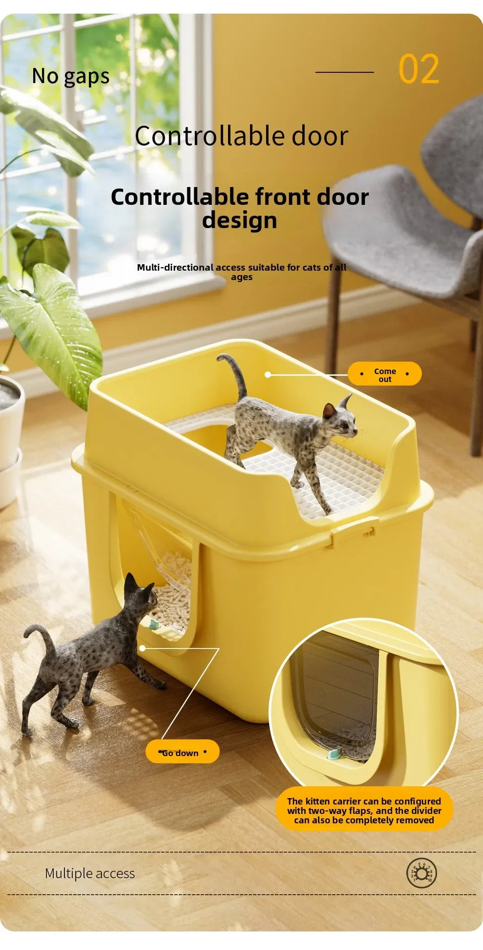 Top Entry Self-Cleaning Cat Litter Box with Odour Control & Anti-Splash Drawer
