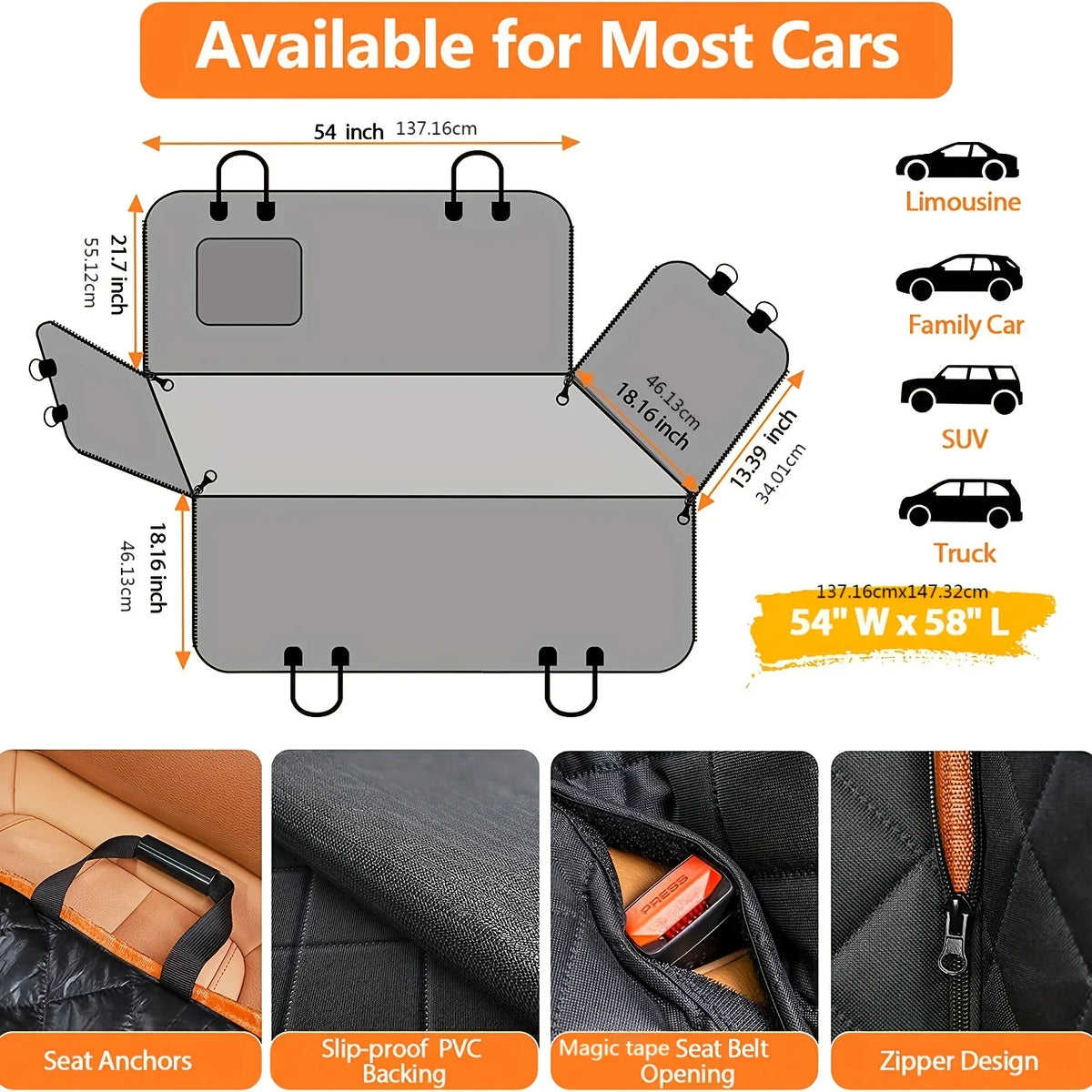 600D Heavy Duty Waterproof Dog Car Hammock Seat Cover – Scratch-Proof