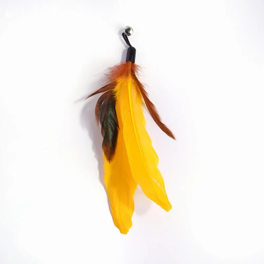 Feather Wand Cat Toy with Bell & Worm String - Interactive Teaser Set