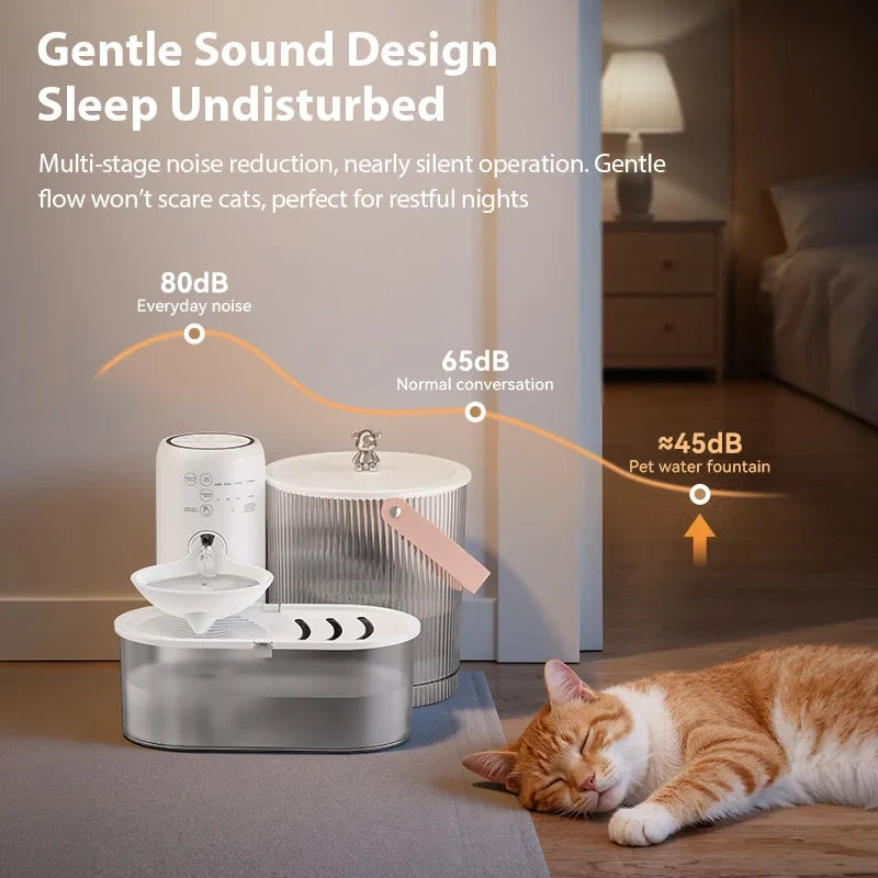 Wireless Smart Cat Water Fountain — 3L Tilting Dispenser with 2600mAh Battery & No-Filter Design