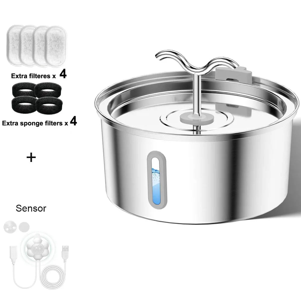 3.2L Cat & Dog Water Fountain with Triple Filtration System — Multi-Pet Drinking Bowl