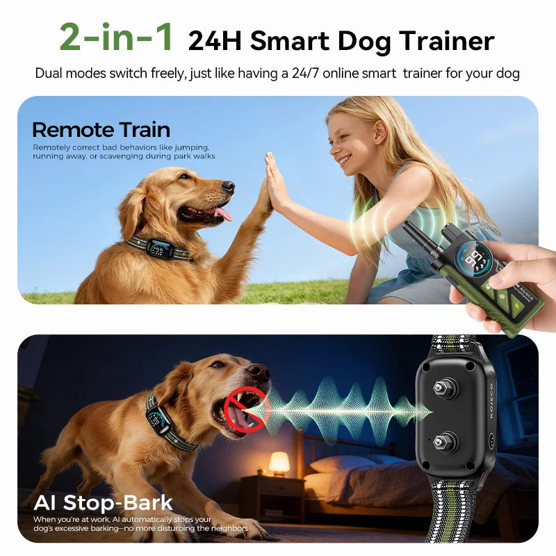 1000m Remote Control Dog Training Collar with Vibration & Bark Stop