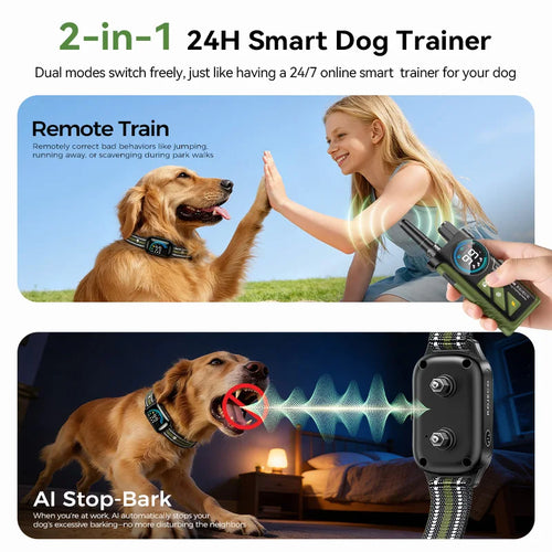 1000m Remote Control Dog Training Collar with Vibration & Bark Stop