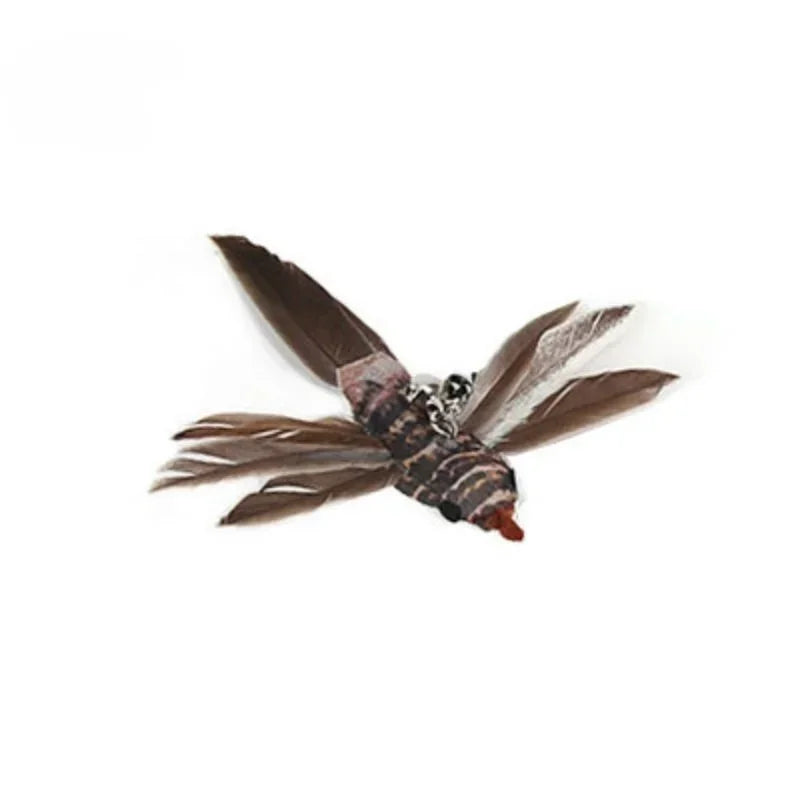 Interactive Bird Feather Wand Cat Toy with Bell - Teaser Stick for Kittens