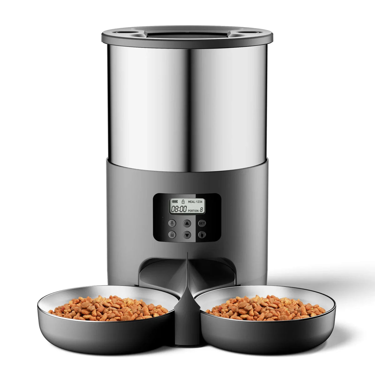 4L Automatic Pet Feeder – Stainless Steel Food Dispenser with WiFi App or Button Control