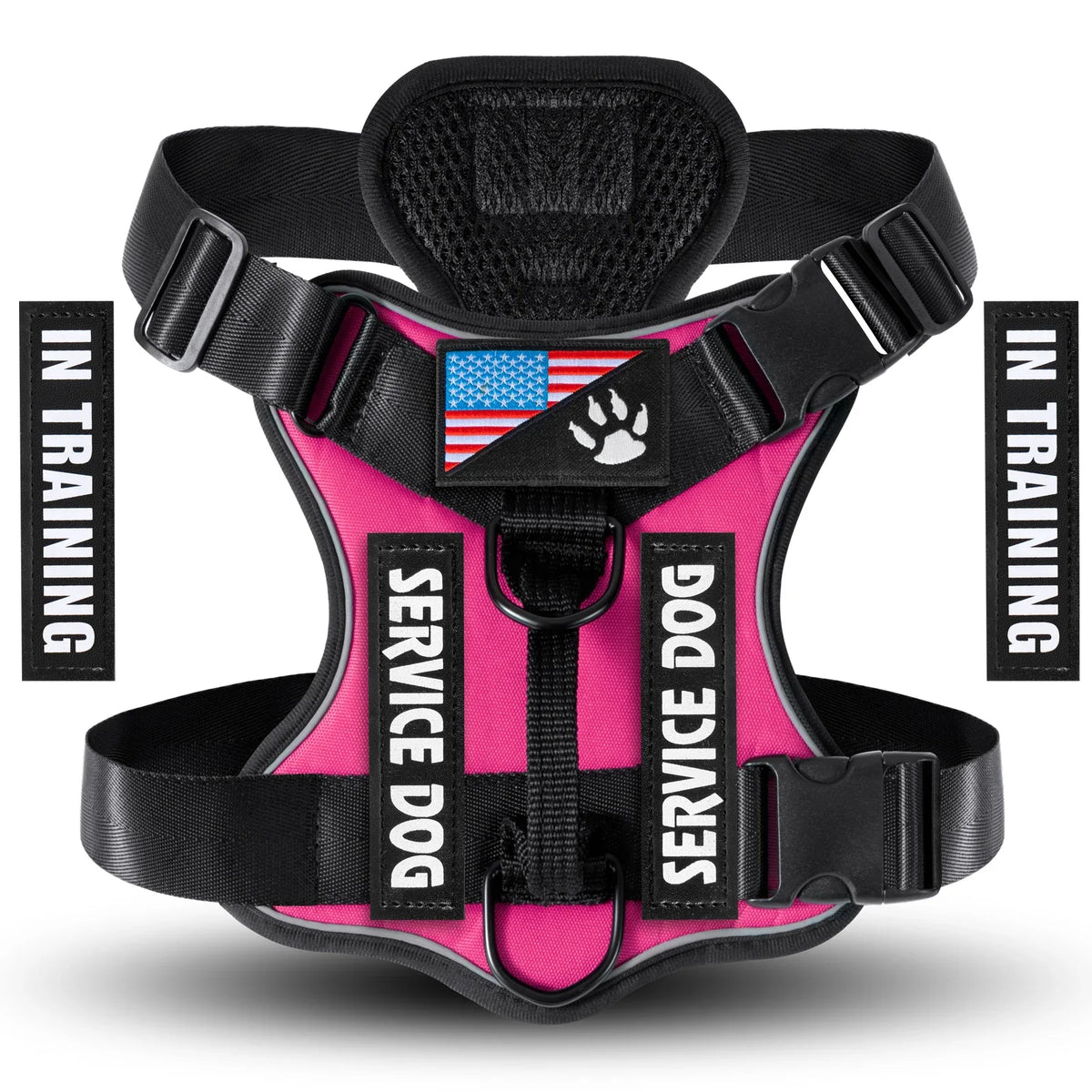 Reflective Service Dog Vest Harness with 5 Patches | Adjustable Soft Oxford Mesh Harness