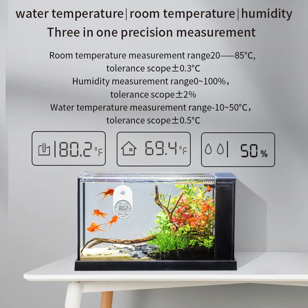 3-in-1 Digital Aquarium Thermometer with LCD Screen & Temperature Alarm