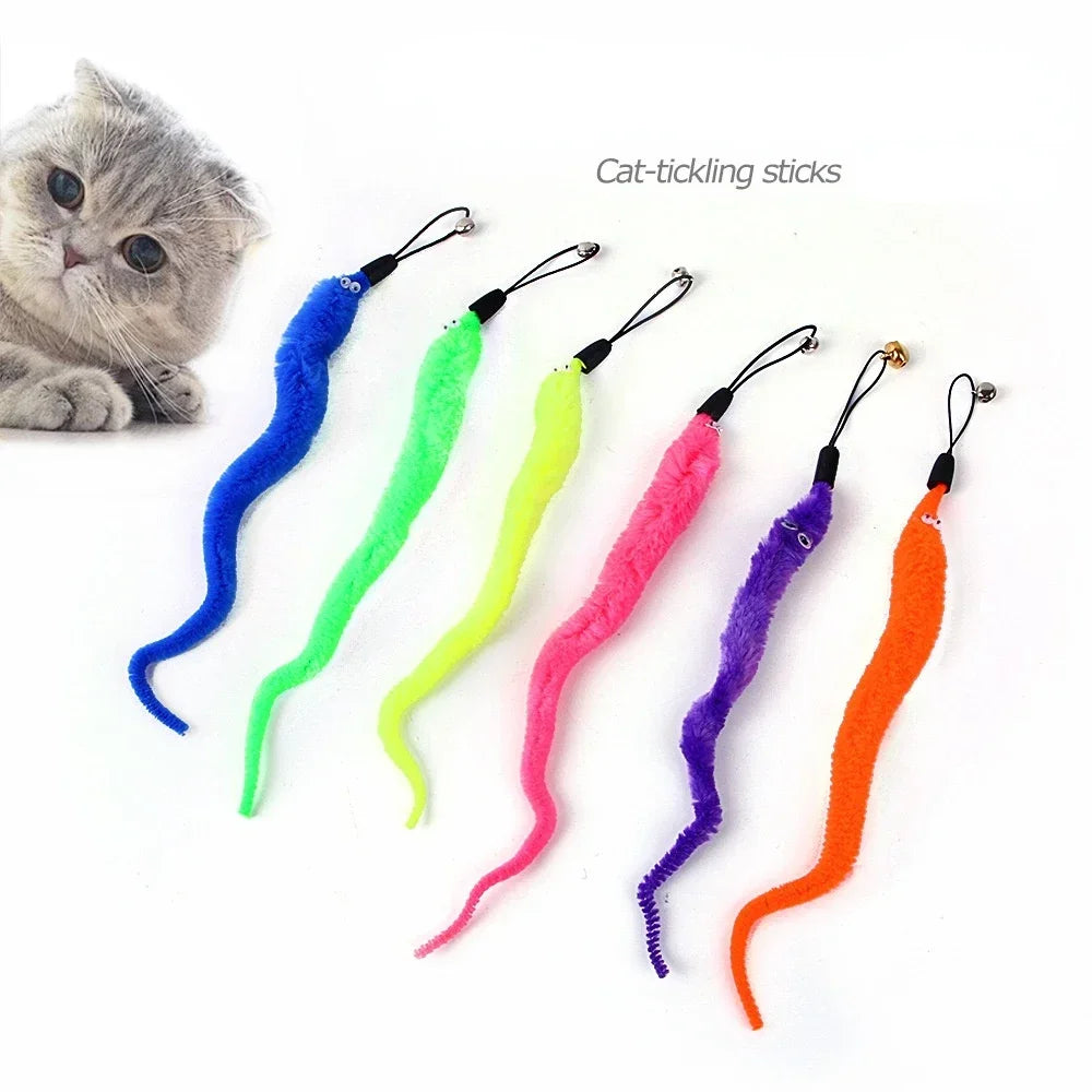 Interactive Cat Wand Toy - Feather and Bell Teaser Stick for Kittens