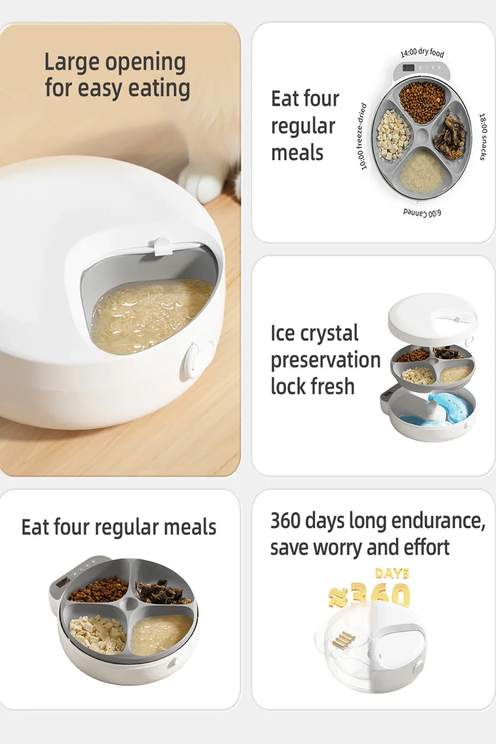 Automatic 4-Meal Pet Feeder with Freshness Control - Slow Feeding Bowl