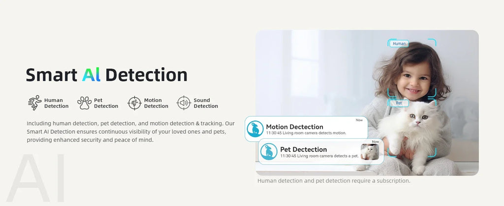 2K Indoor 360° Pet & Home Security Camera with Night Vision & Two-Way Talk