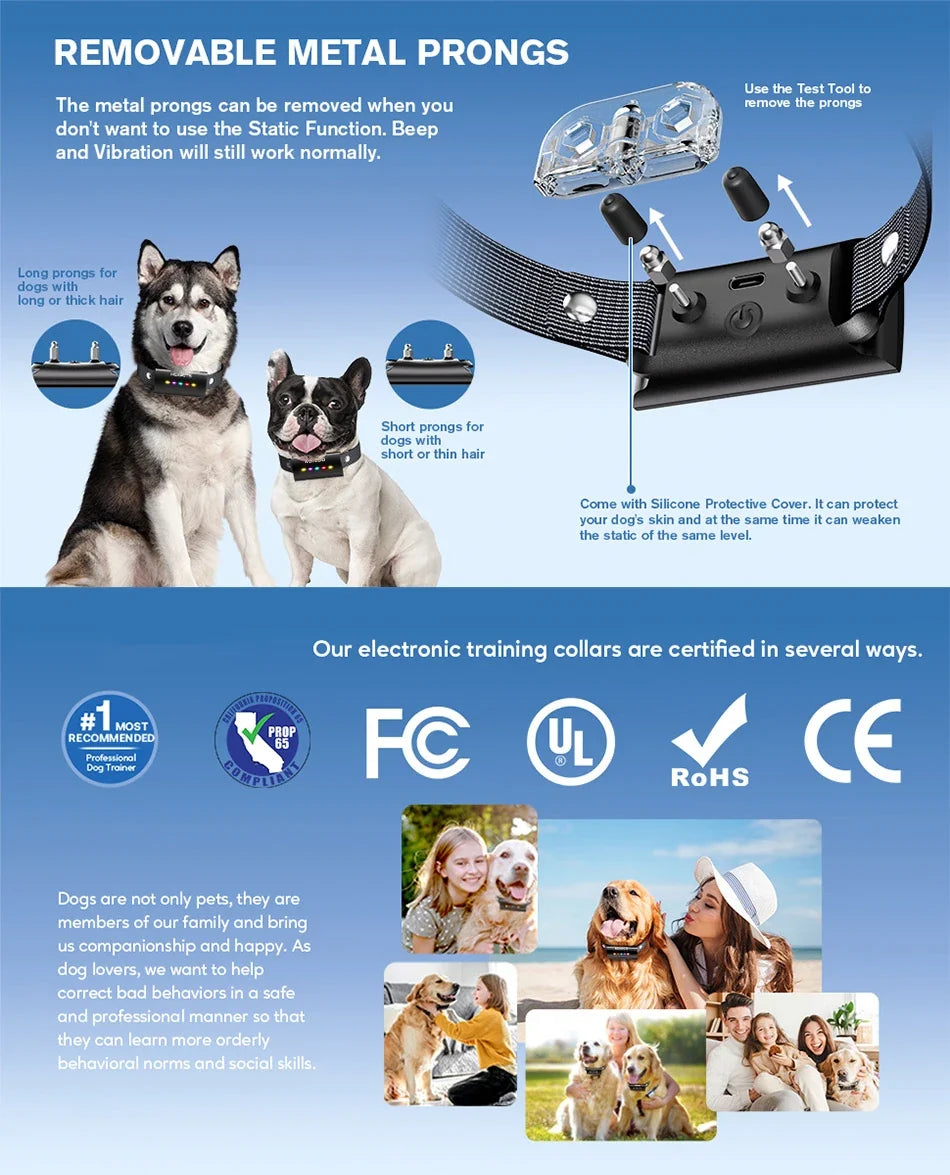 Remote Dog Training Collar — 1600ft Range, IP67 Waterproof & Bark Control