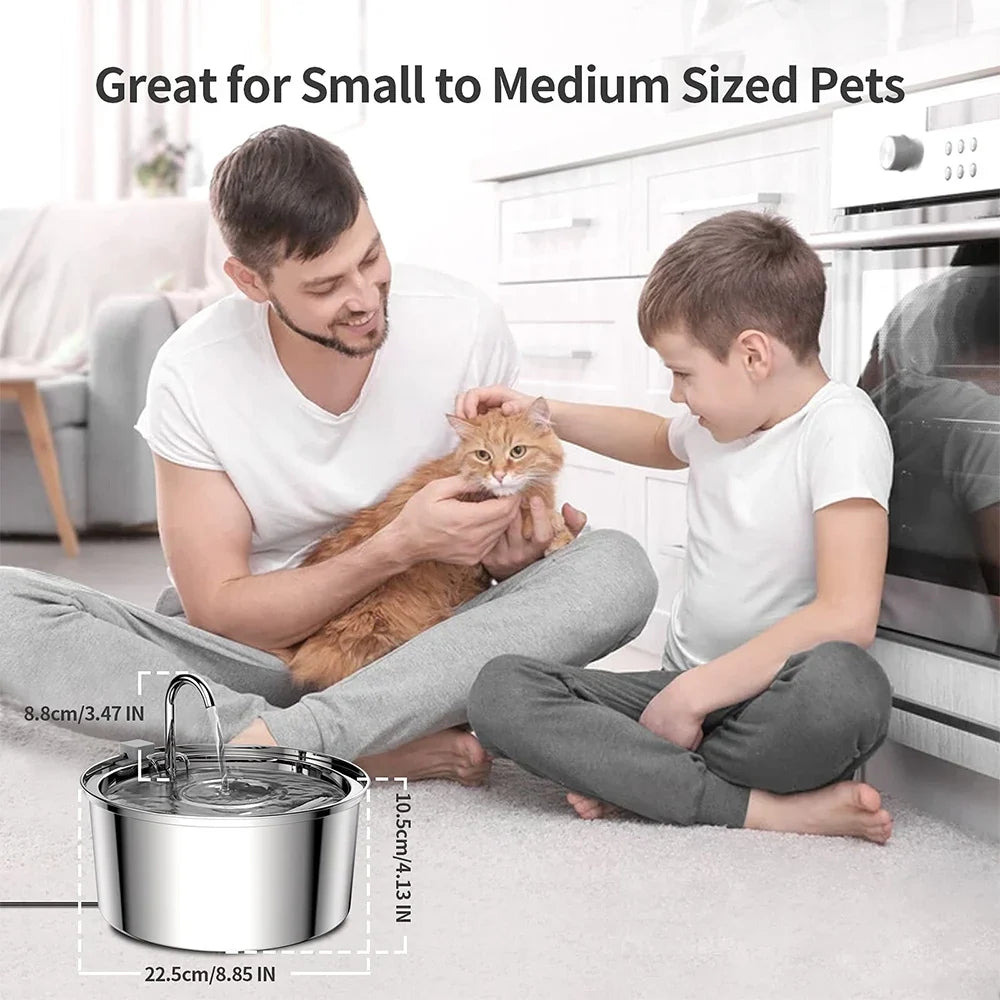 3.2L Stainless Steel Automatic Pet Water Fountain – Cat & Dog Drinking Dispenser with Filter