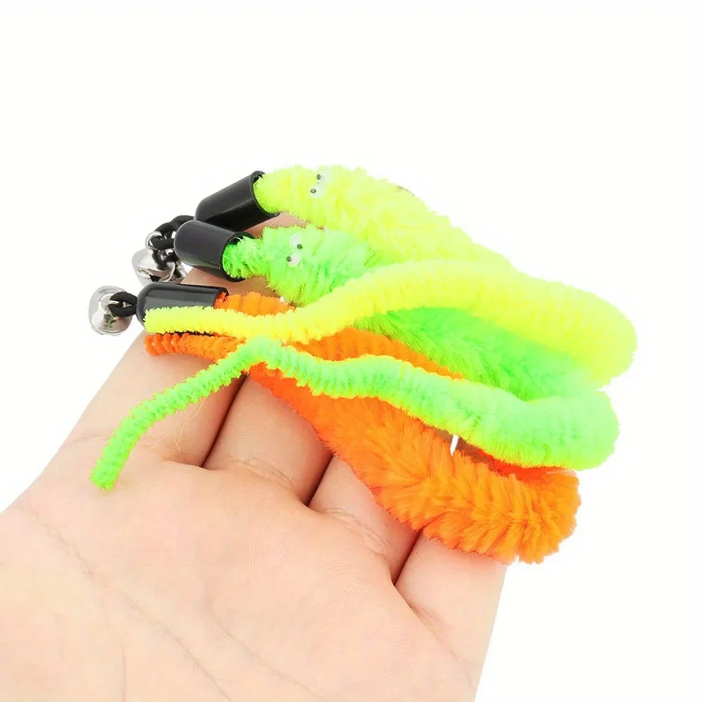 10-Pack Plush Worm Replacement Heads for Cat Wand Toys