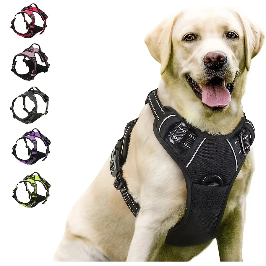 No-Pull Dog Harness with Front Clip & Handle | Heavy Duty Reflective Vest for Easy Walking