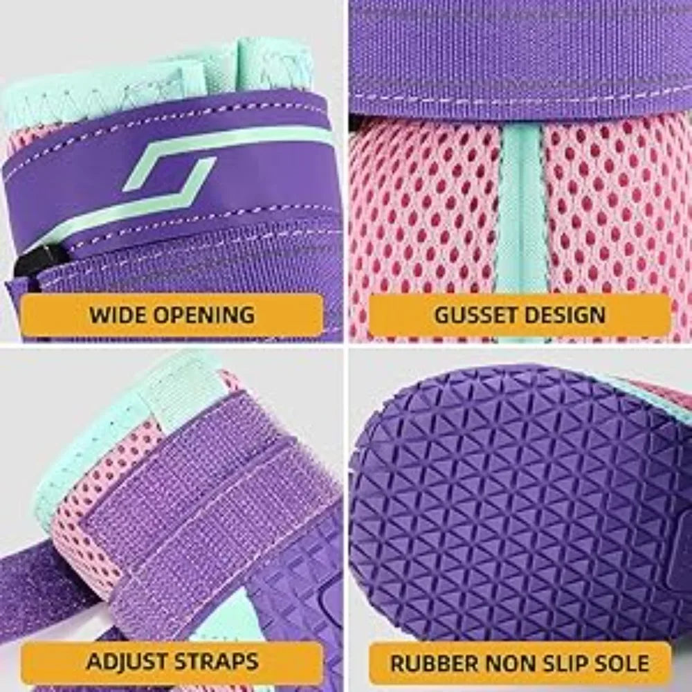 Breathable High-Cut Dog Boots for Hot Pavement & Summer Hiking | Set of 4