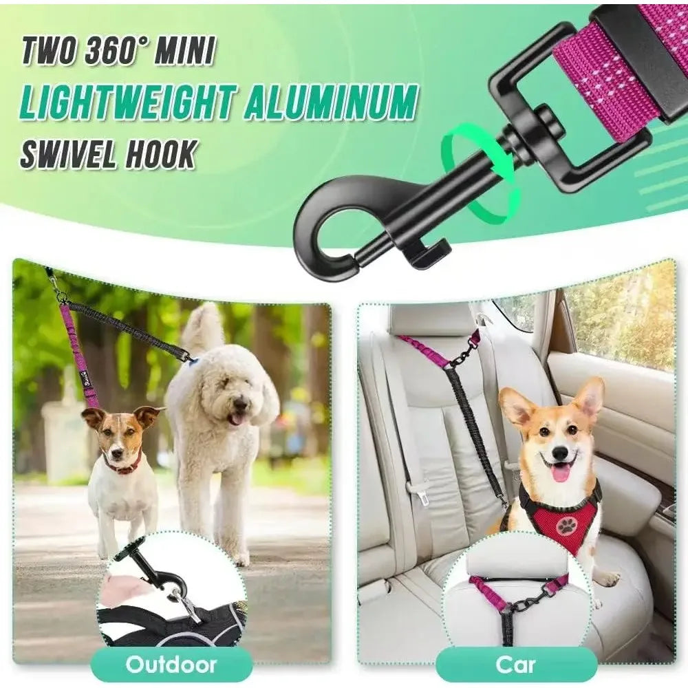 16ft Dual Dog Leash with Shock Absorbing Bungee