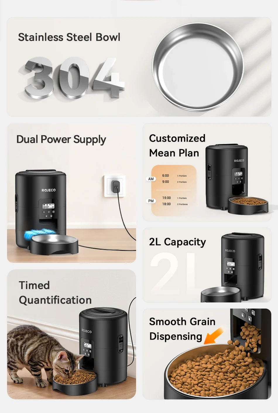 2L Automatic Pet Feeder & Kibble Dispenser — Button Version